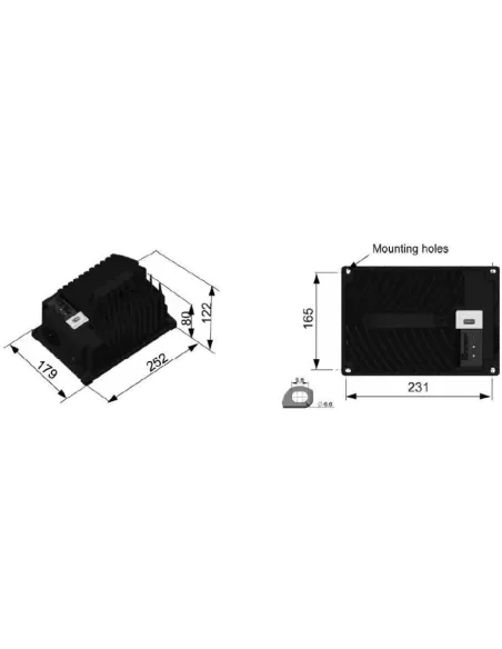 Chargeur de batterie SPE TORO720 48V 7.5A à 15A (Dimensions)